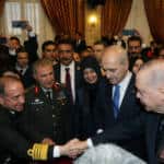 Cumhurbaşkanı Erdoğan, TBMM'nin 106. yıl dönümü resepsiyonunda liderlerle buluştu